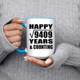Happy 97th Anniversary Square Root of 9409 Years & Counting - 15oz Accent Mug Blue
