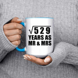 23rd Anniversary Square Root of 529 Years As Mr & Mrs - 15oz Accent Mug Blue