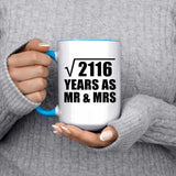 46th Anniversary Square Root of 2116 Years As Mr & Mrs - 15oz Accent Mug Blue