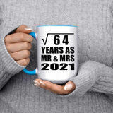 8th Anniversary Square Root of 64 Years As Mr & Mrs 2021 - 15oz Accent Mug Blue