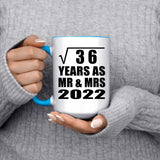 6th Anniversary Square Root of 36 Years As Mr & Mrs 2022 - 15oz Accent Mug Blue