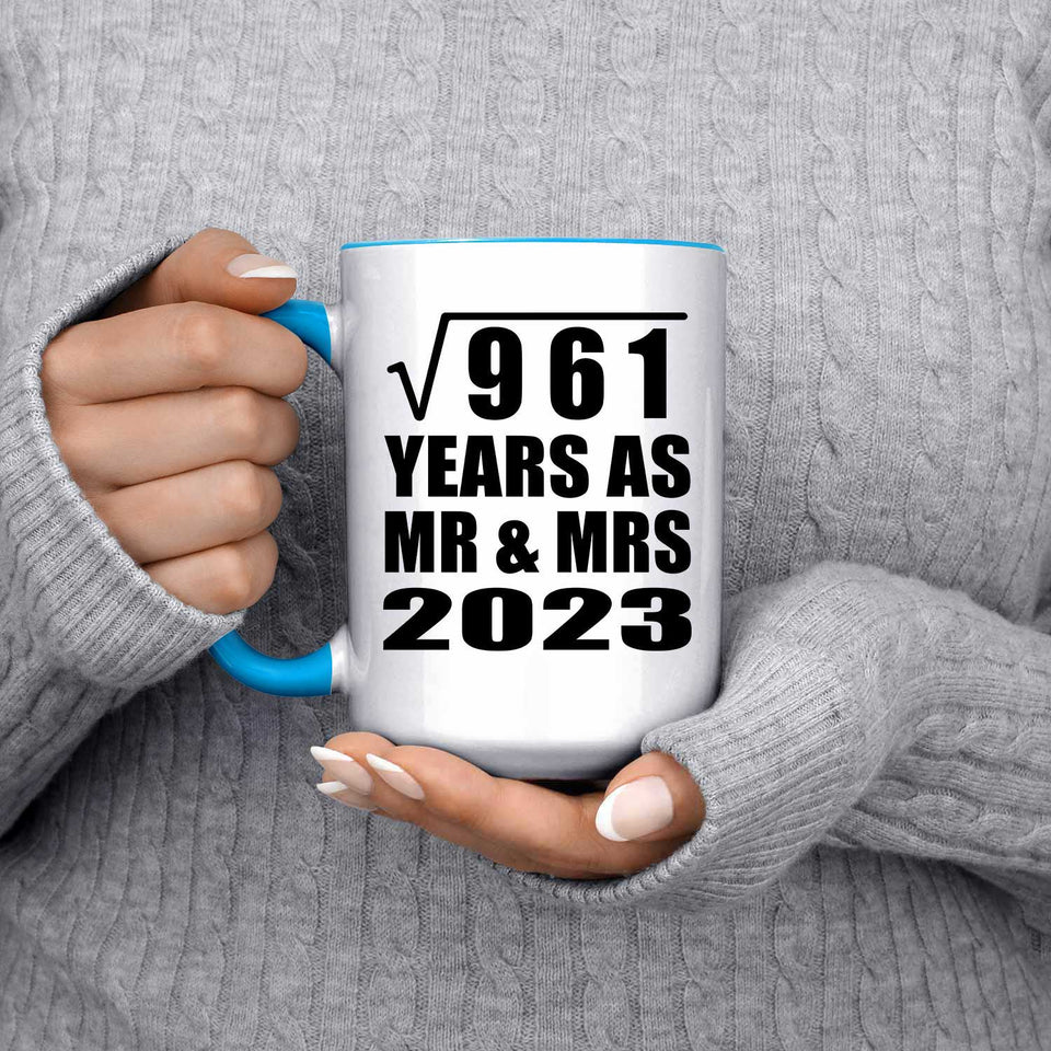 31st Anniversary Square Root of 961 Years As Mr & Mrs 2023 - 15oz Accent Mug Blue