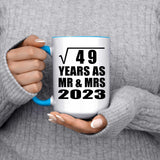 7th Anniversary Square Root of 49 Years As Mr & Mrs 2023 - 15oz Accent Mug Blue