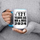 11th Anniversary Square Root of 121 Years As Mr & Mrs 2024 - 15oz Accent Mug Blue