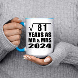 9th Anniversary Square Root of 81 Years As Mr & Mrs 2024 - 15oz Accent Mug Blue