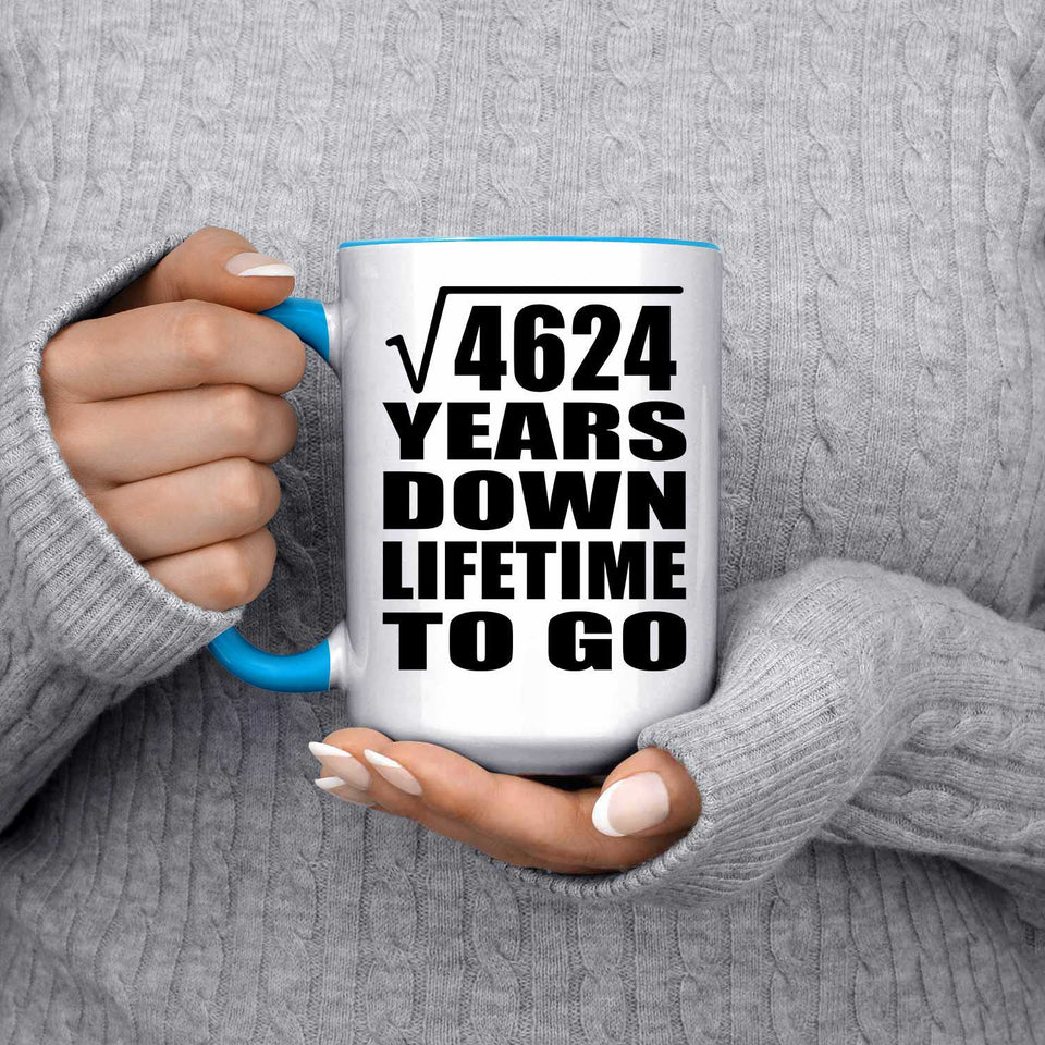 68th Anniversary Square Root of 4624 Years Lifetime To Go - 15oz Accent Mug Blue