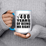 20th Anniversary Square Root of 400 Years of Being Mr Right - 15oz Accent Mug Blue