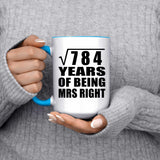 28th Anniversary Square Root of 784 Years of Being Mrs Right - 15oz Accent Mug Blue