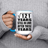 11th Anniversary Square Root of 121 Years Still In Love - 15oz Accent Mug Blue