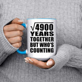 70th Anniversary Square Root of 4900 Years Who's Counting - 15oz Accent Mug Blue