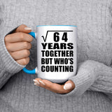 8th Anniversary Square Root of 64 Years Who's Counting - 15oz Accent Mug Blue