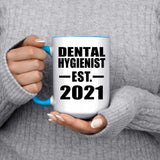 Dental Hygienist Established EST. 2021 - 15oz Accent Mug Blue