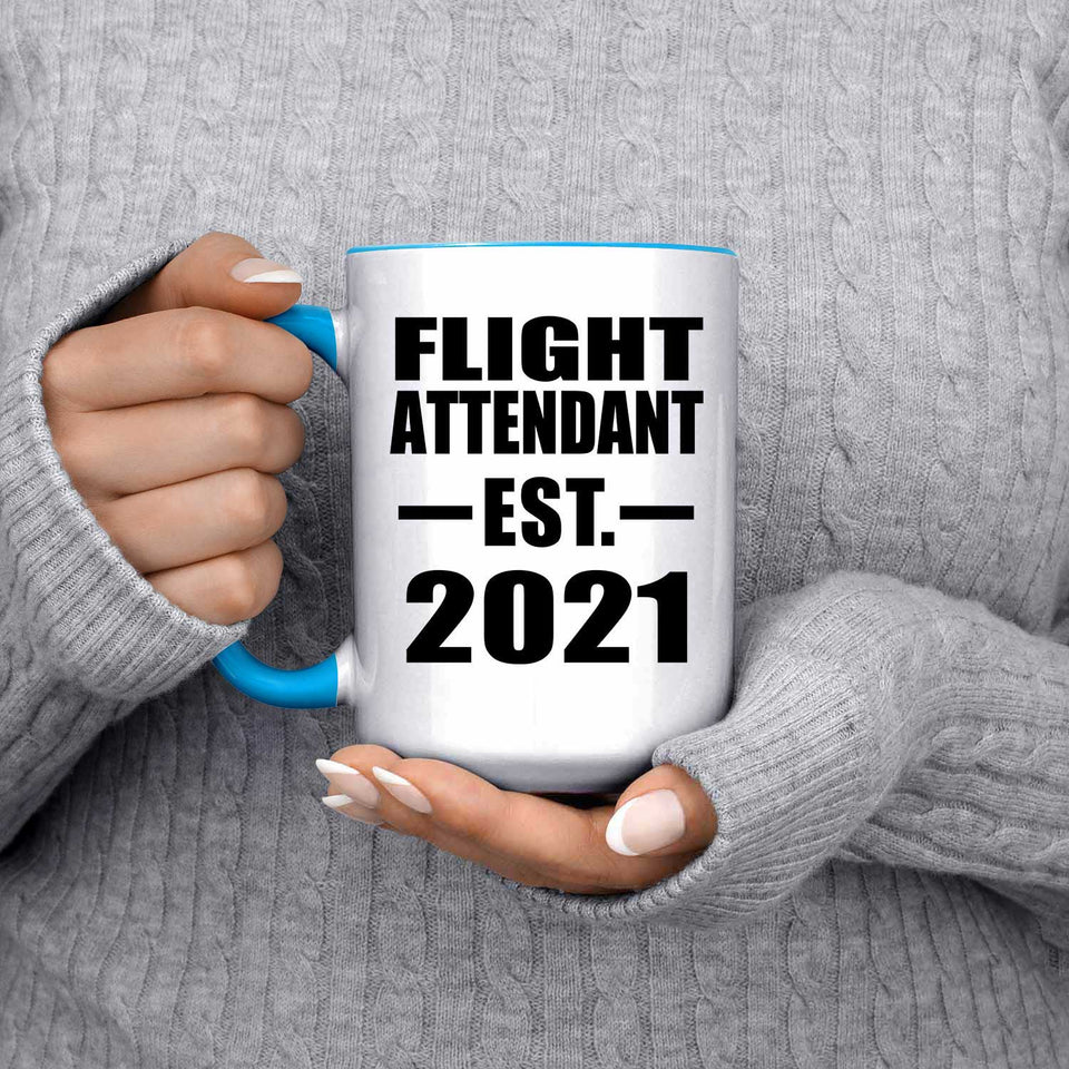Flight Attendant Established EST. 2021 - 15oz Accent Mug Blue