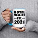 Hotel Manager Established EST. 2021 - 15oz Accent Mug Blue