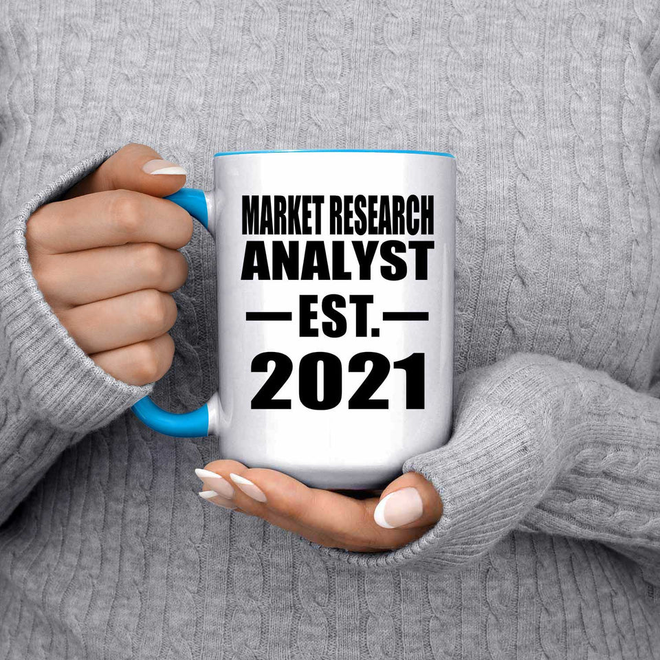 Market Research Analyst Established EST. 2021 - 15oz Accent Mug Blue