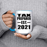 Tax Preparer Established EST. 2021 - 15oz Accent Mug Blue