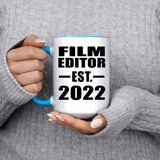 Film Editor Established EST. 2022 - 15oz Accent Mug Blue