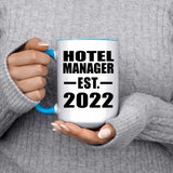 Hotel Manager Established EST. 2022 - 15oz Accent Mug Blue