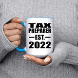 Tax Preparer Established EST. 2022 - 15oz Accent Mug Blue