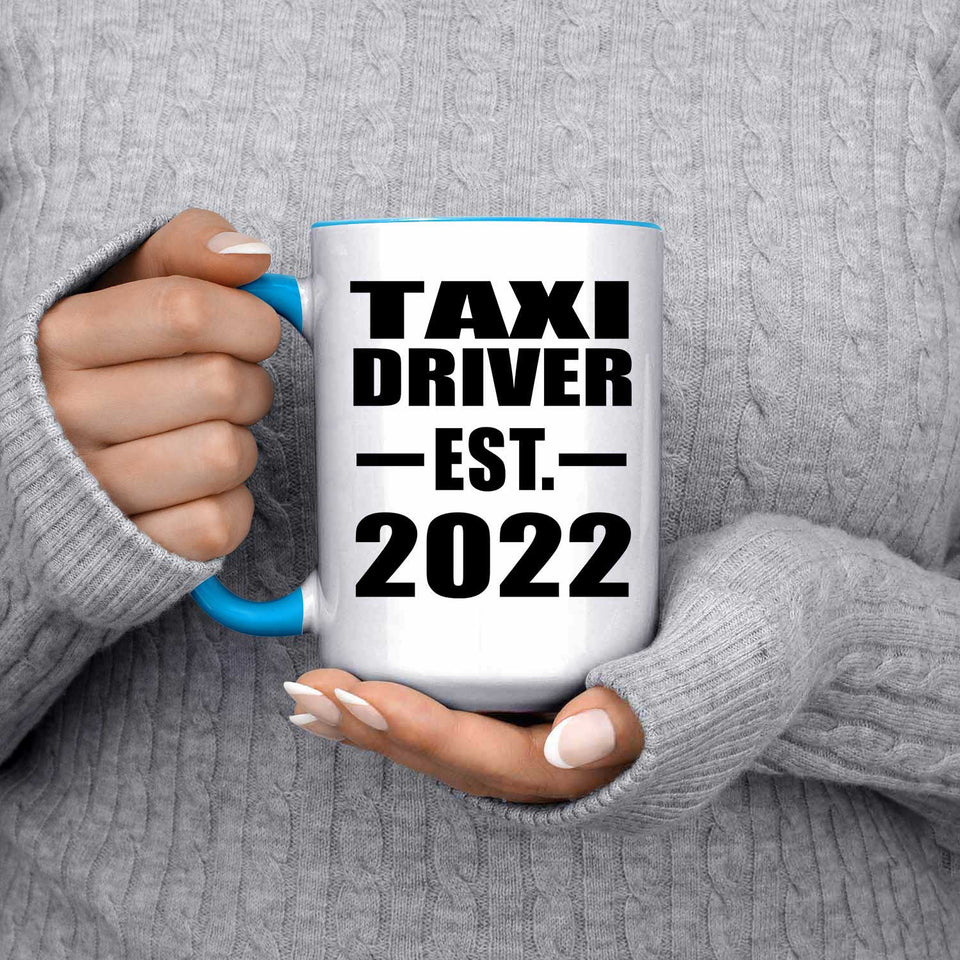 Taxi Driver Established EST. 2022 - 15oz Accent Mug Blue