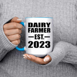 Dairy Farmer Established EST. 2023 - 15oz Accent Mug Blue