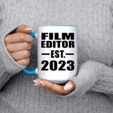 Film Editor Established EST. 2023 - 15oz Accent Mug Blue