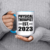 Physical Therapist Established EST. 2023 - 15oz Accent Mug Blue