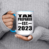 Tax Preparer Established EST. 2023 - 15oz Accent Mug Blue
