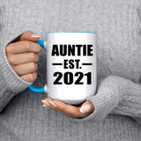 Auntie Established EST. 2021 - 15oz Accent Mug Blue