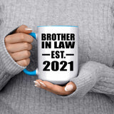 Brother In Law Established EST. 2021 - 15oz Accent Mug Blue