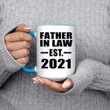 Father In Law Established EST. 2021 - 15oz Accent Mug Blue