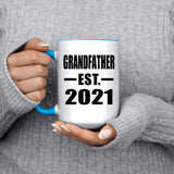 Grandfather Established EST. 2021 - 15oz Accent Mug Blue