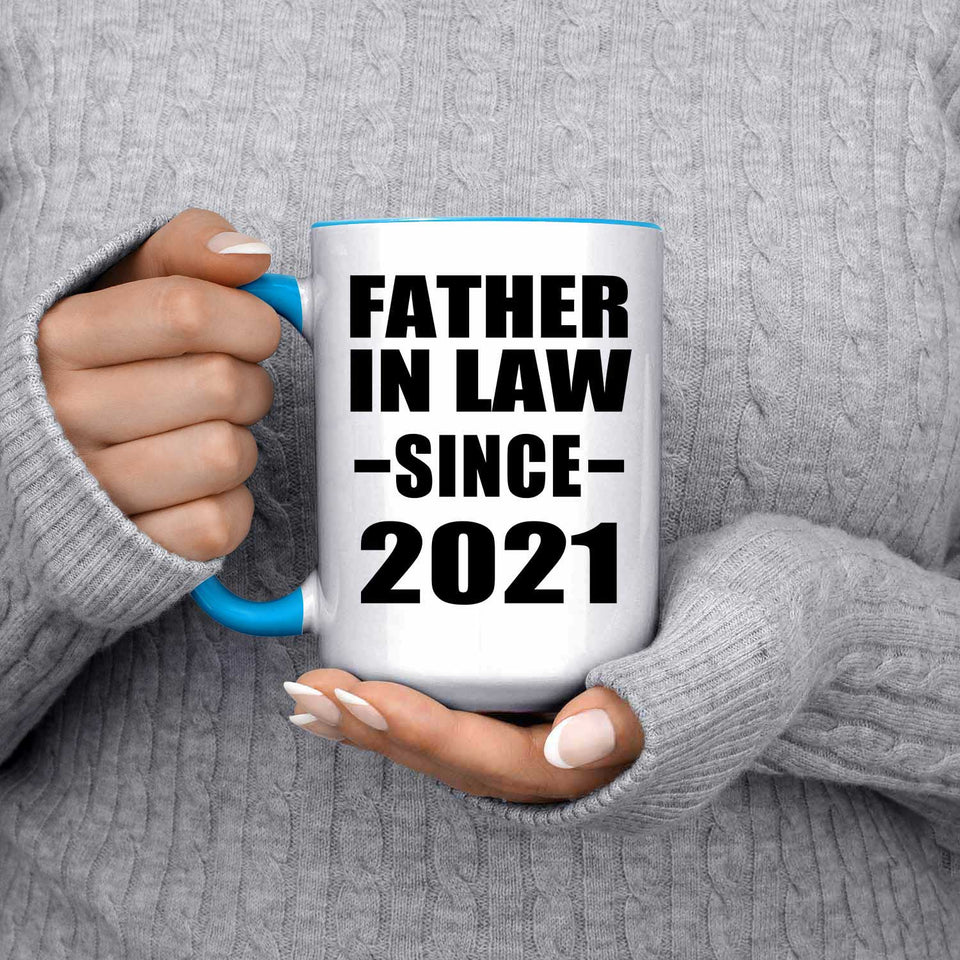 Father In Law Since 2021 - 15oz Accent Mug Blue