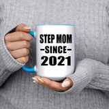 Step Mom Since 2021 - 15oz Accent Mug Blue