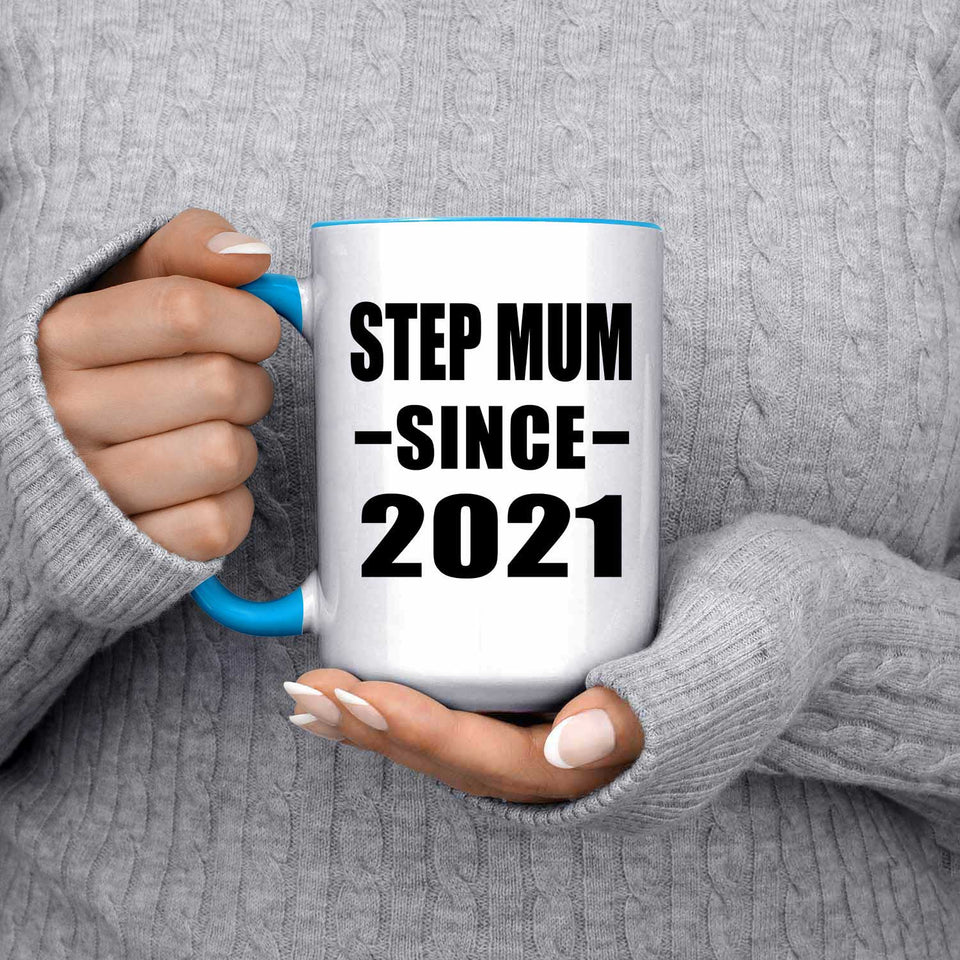 Step Mum Since 2021 - 15oz Accent Mug Blue