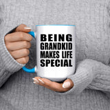 Being Grandkid Makes Life Special - 15oz Accent Mug Blue