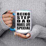 Being Step Dad Makes Life Special - 15oz Accent Mug Blue