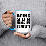 Being Son Makes Life Complete - 15oz Accent Mug Blue