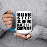 Being Step Son Makes Life Complete - 15oz Accent Mug Blue