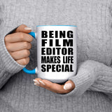 Being Film Editor Makes Life Special - 15oz Accent Mug Blue