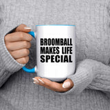 Broomball Makes Life Special - 15oz Accent Mug Blue