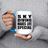 Sky Diving Makes Life Special - 15oz Accent Mug Blue