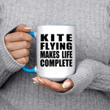 Kite Flying Makes Life Complete - 15oz Accent Mug Blue