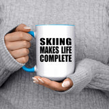 Skiing Makes Life Complete - 15oz Accent Mug Blue
