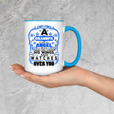Grandpa Is An Angel Takes You Under His Wings - 15oz Accent Mug Blue