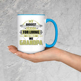 My Biggest Reason For Living Calls Me Grandpa - 15oz Accent Mug Blue
