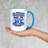 The Smallest Hands Make The Biggest Mark On Dad's Heart - 15oz Accent Mug Blue
