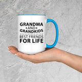 Grandma and Grandkids, Best Friends For Life - 15oz Accent Mug Blue