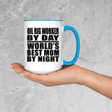 Oil Rig Worker By Day World's Best Mom By Night - 15oz Accent Mug Blue