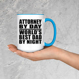 Attorney By Day World's Best Dad By Night - 15oz Accent Mug Blue